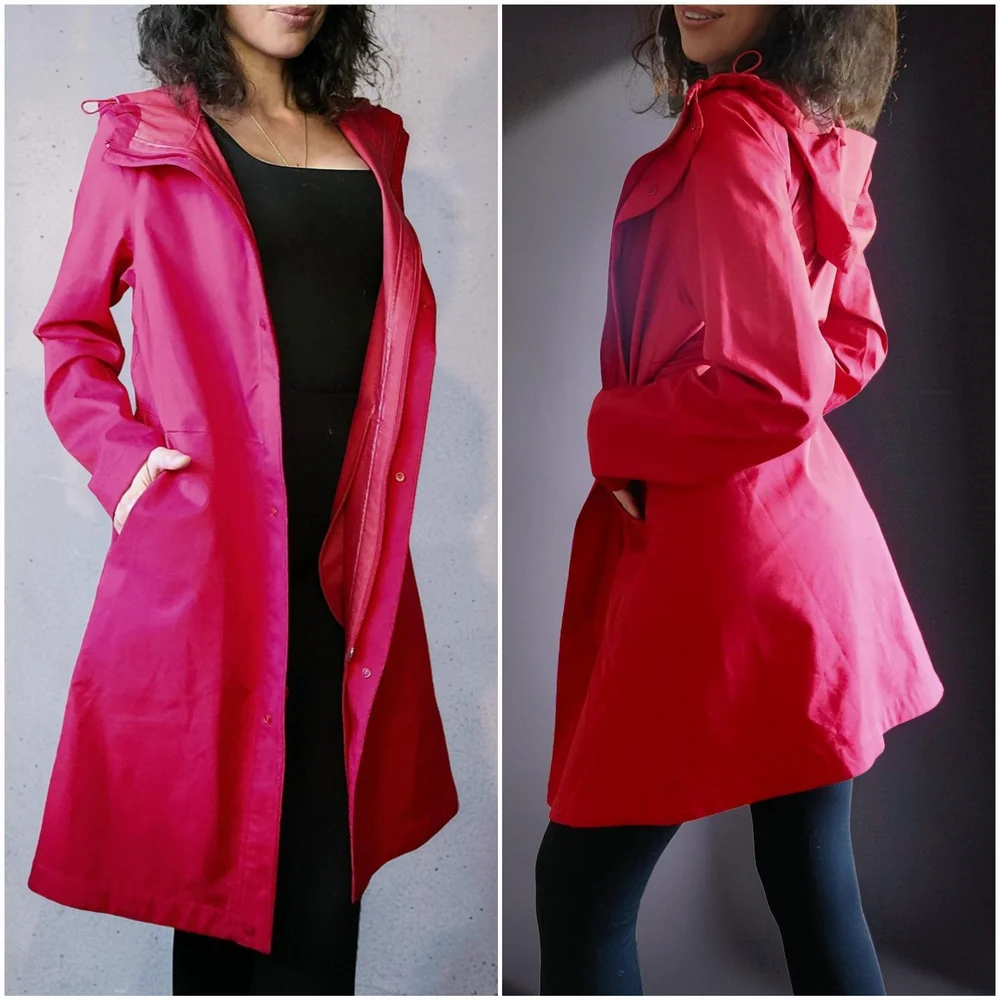 Uniqlo Women's Red Hooded Rain Jacket - Picture 1 of 7